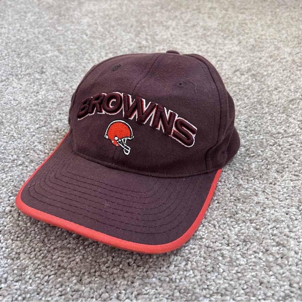 Cleveland Browns NFL Game Day Hat Cap Brown Orange Embroidered  Strapback
